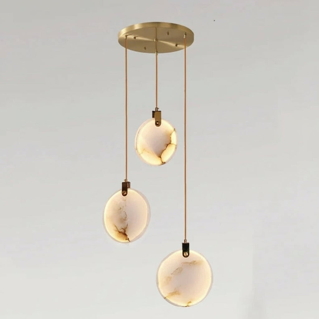 Lenzi Spanish Alabaster Disc Chandelier