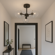 Fenland 3 Light Semi Flush – Black & Glass