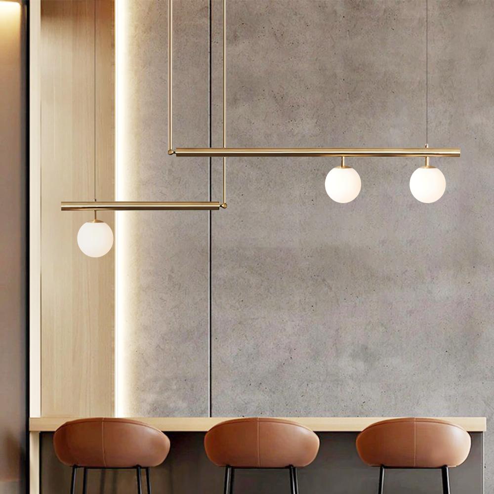 Modern Glass Globe Linear Chandelier
