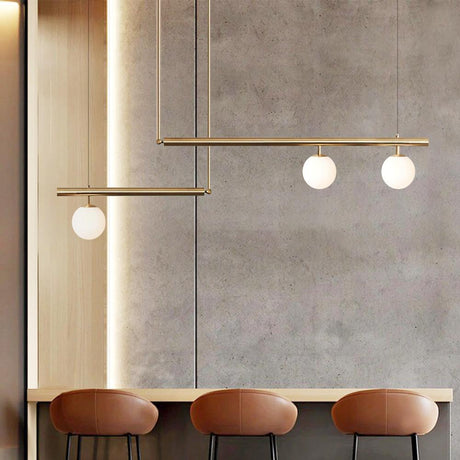 Modern Glass Globe Linear Chandelier