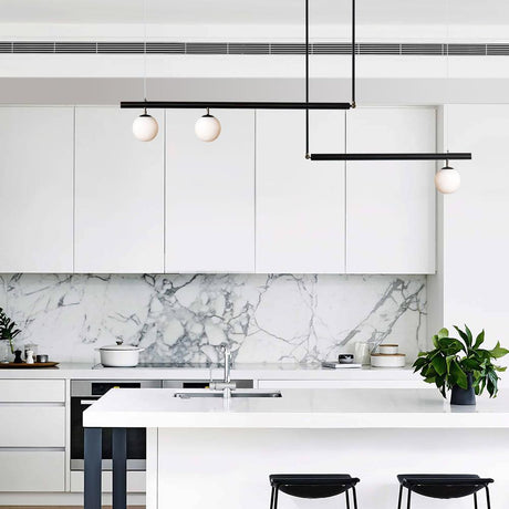 Modern Glass Globe Linear Chandelier