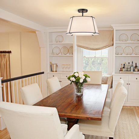 4-Light Linen Tapered Drum Semi-Flush Mount