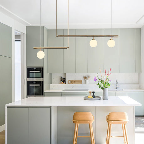 Modern Glass Globe Linear Chandelier