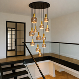 Roma 12 Light Spiral Pendant – Sculptural Multi-Drop Staircase Light