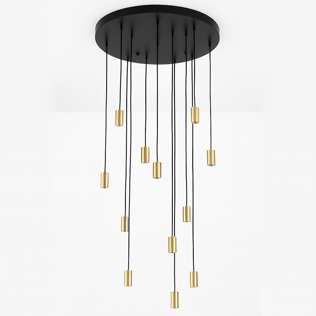 Roma 12 Light Spiral Pendant – Sculptural Multi-Drop Staircase Light