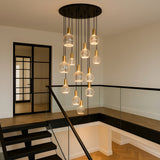 Roma 12 Light Spiral Pendant – Sculptural Multi-Drop Staircase Light
