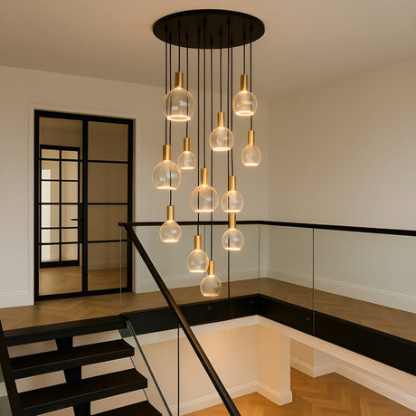 Roma 12 Light Spiral Pendant – Sculptural Multi-Drop Staircase Light