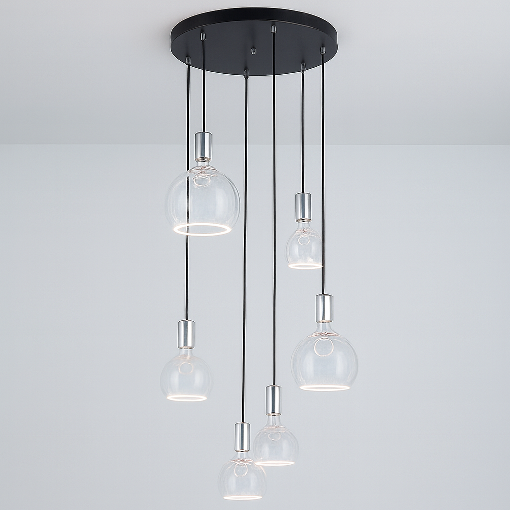 Roma 6 Light Spiral Pendant – Architectural Drop Chandelier
