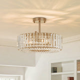 Drava Crystal Drum Semi-Flush Ceiling Light Brass