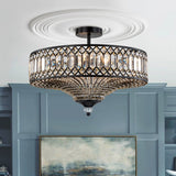 Corvin Carved Crystal Drum Ceiling Light Black