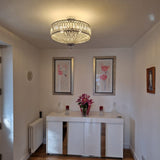 Corvin Carved Crystal Drum Ceiling Light Chrome