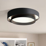 Rin Concentric Ring Flush Mount Ceiling Light Cool White Black