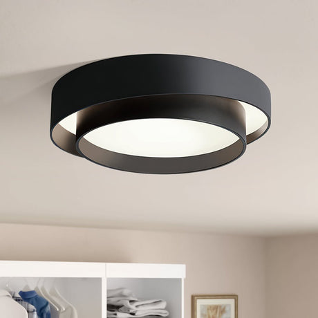 Rin Concentric Ring Flush Mount Ceiling Light Cool White Black