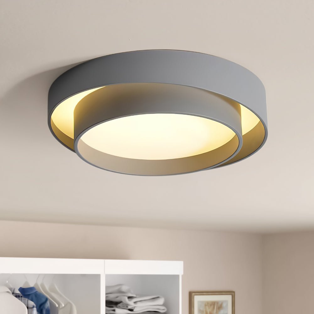 Rin Concentric Ring Flush Mount Ceiling Light Warm White Grey