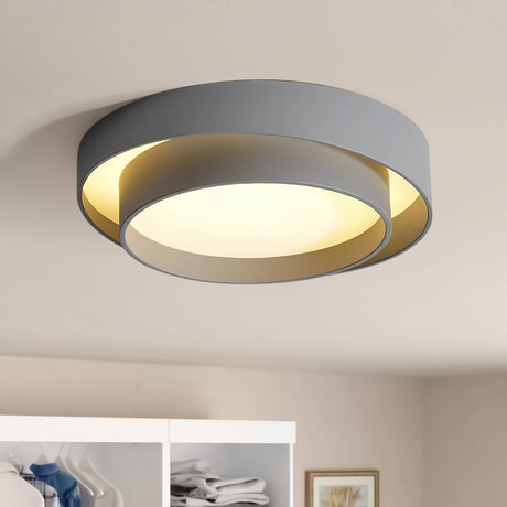 Rin Concentric Ring Flush Mount Ceiling Light Warm White Grey