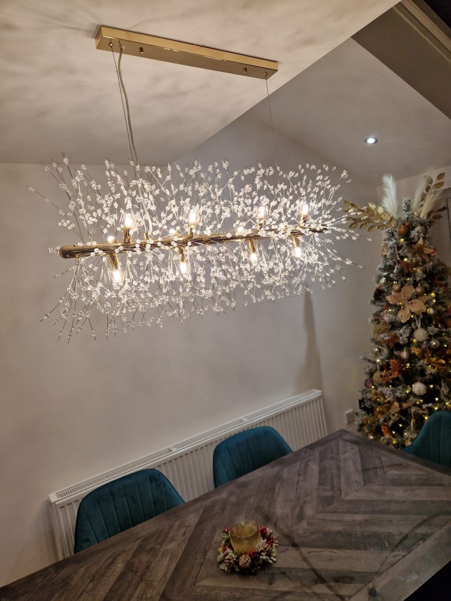 Fira Linear Crystal Chandelier Gold