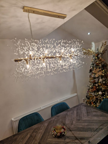 Fira Linear Crystal Chandelier Gold
