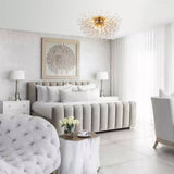 Speck Beaded Sputnik Flush Mount Ceiling Light installed in a bedroom