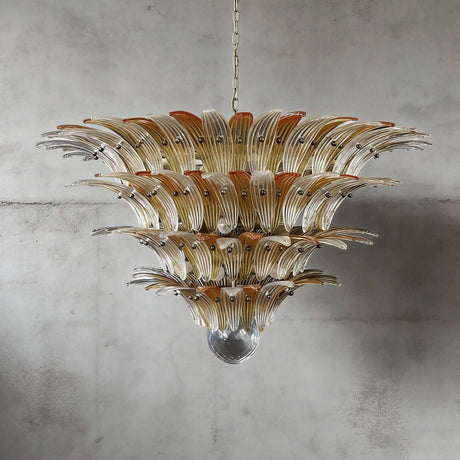 Murano Palmette Chandelier Large Amber