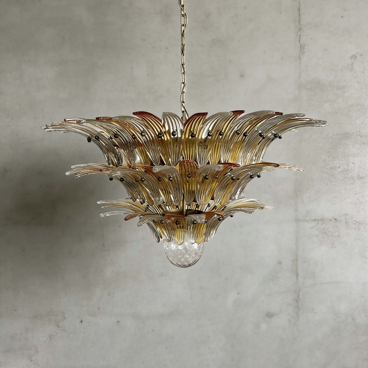 Murano Palmette Chandelier Medium Amber