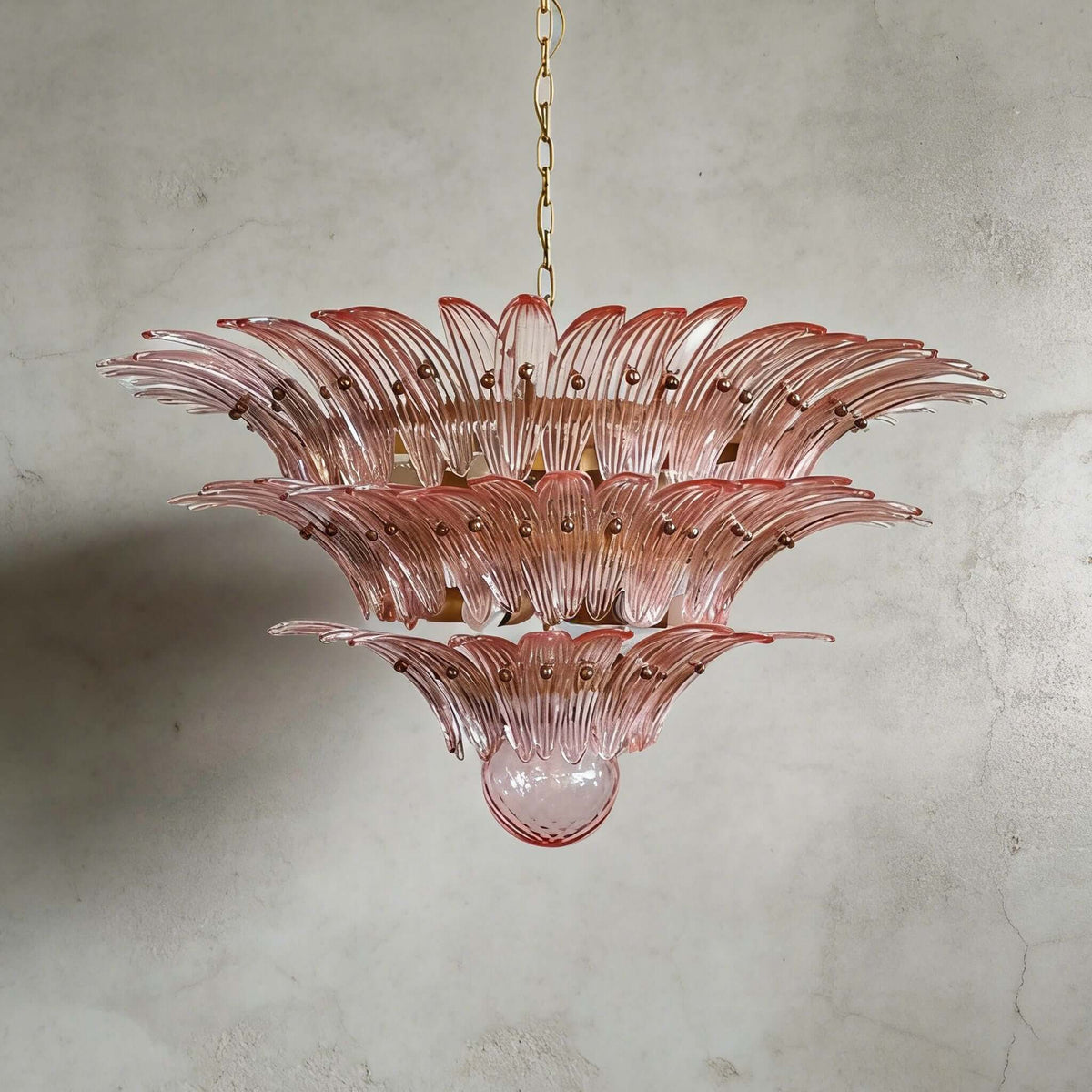 Murano Palmette Chandelier Medium Pink